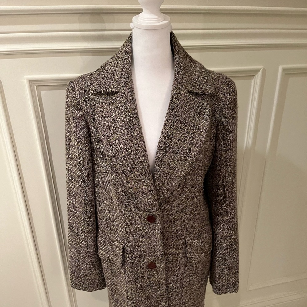 Purple tweed topcoat